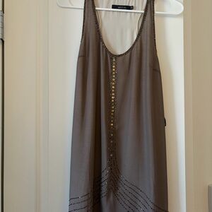 Brown Beaded Sleeveless Top
